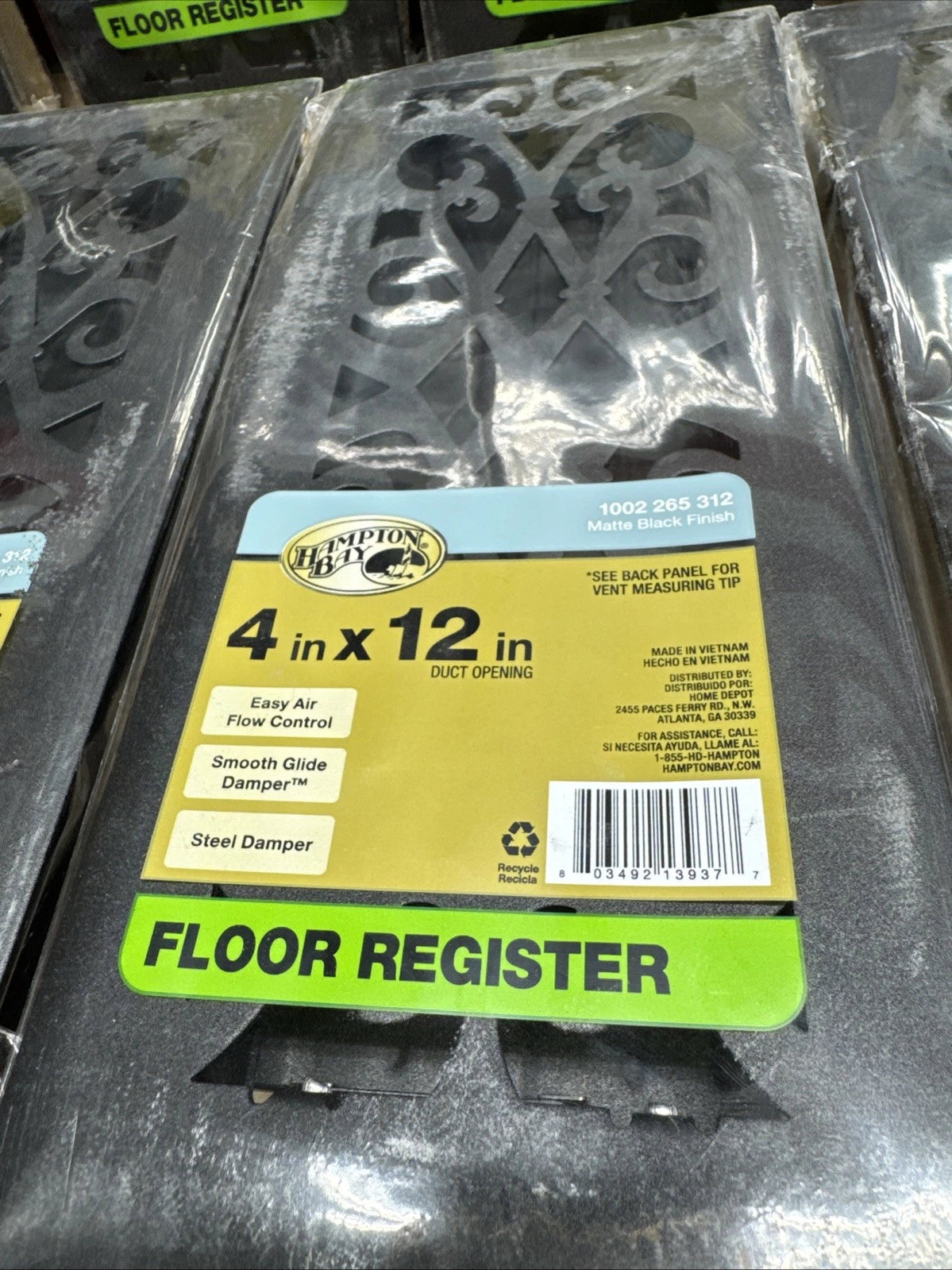 Lot Of 10 Hampton Bay Elegant Scroll 4 in. x 12 in. Steel Floor Register