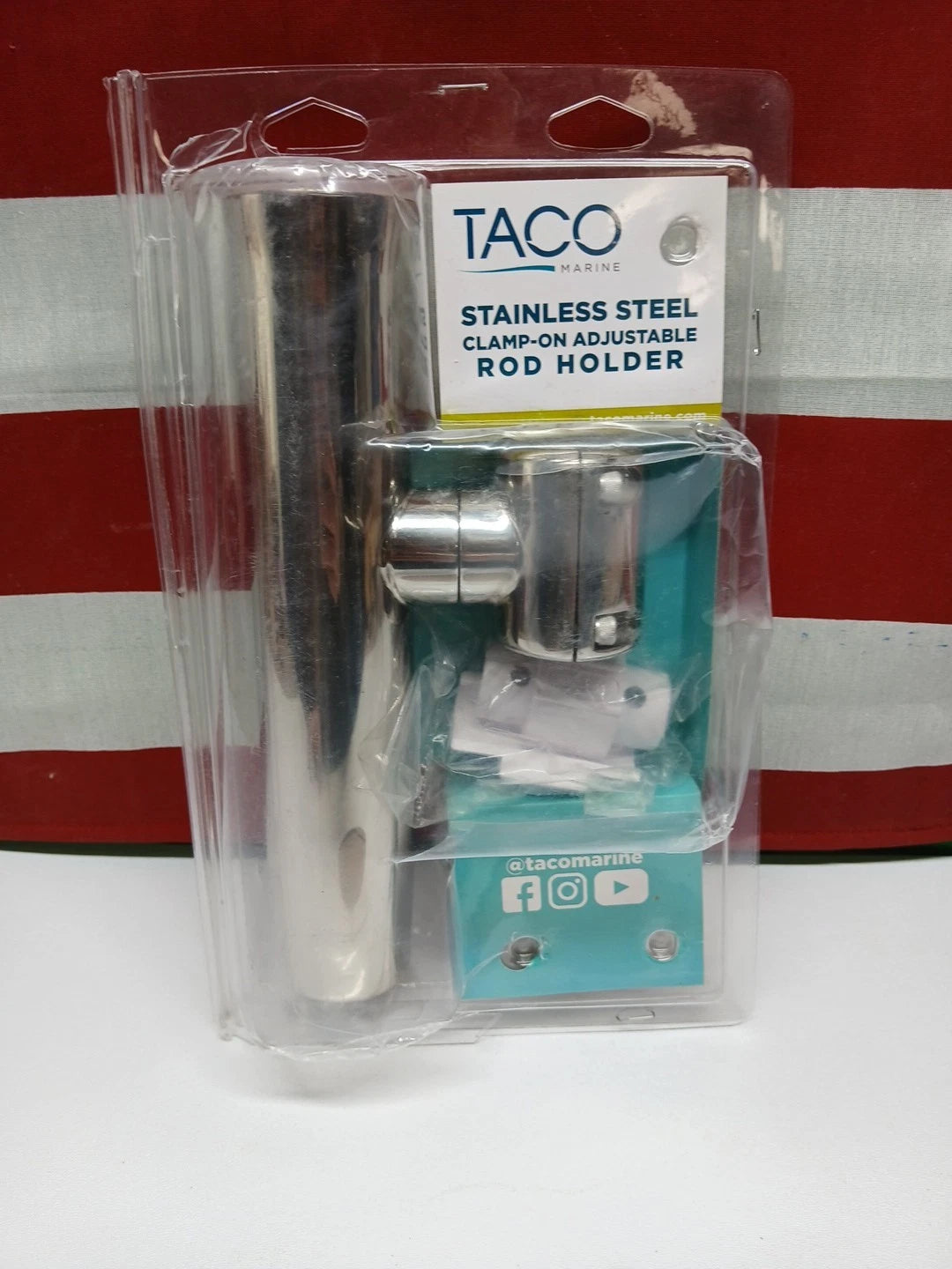 TACO Stainless Steel Clamp-On Adjustable Rod Holder - Fits 7/8" & 1" O.D. Tubin