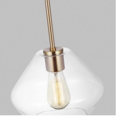 Generation Lighting Jett 1-Light Satin Brass Shaded Pendant Light Open Box