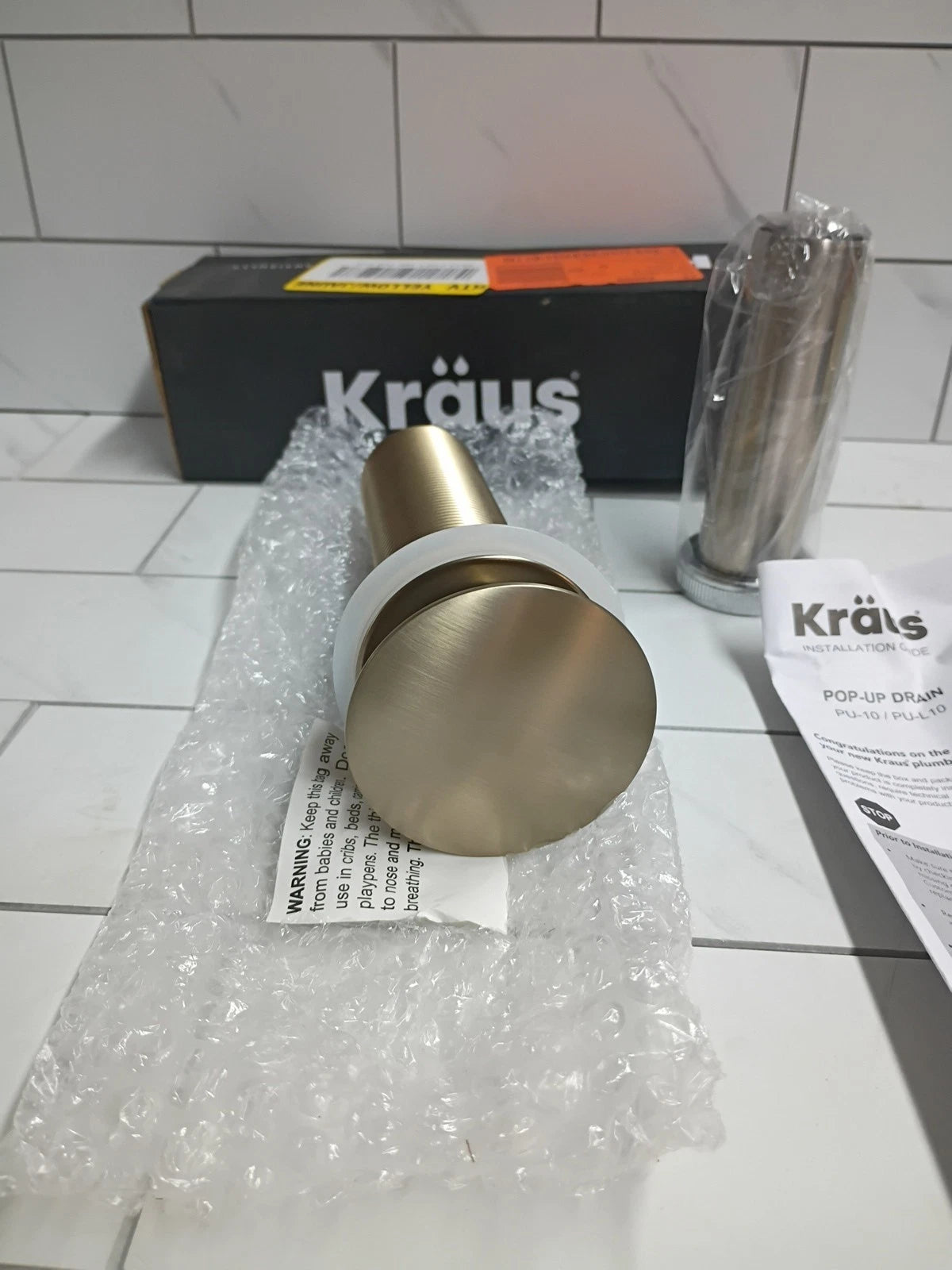Kraus PU-L10BG Bathroom Sink Pop-Up Drain Assembly in Brushed Gold NEW Open Box