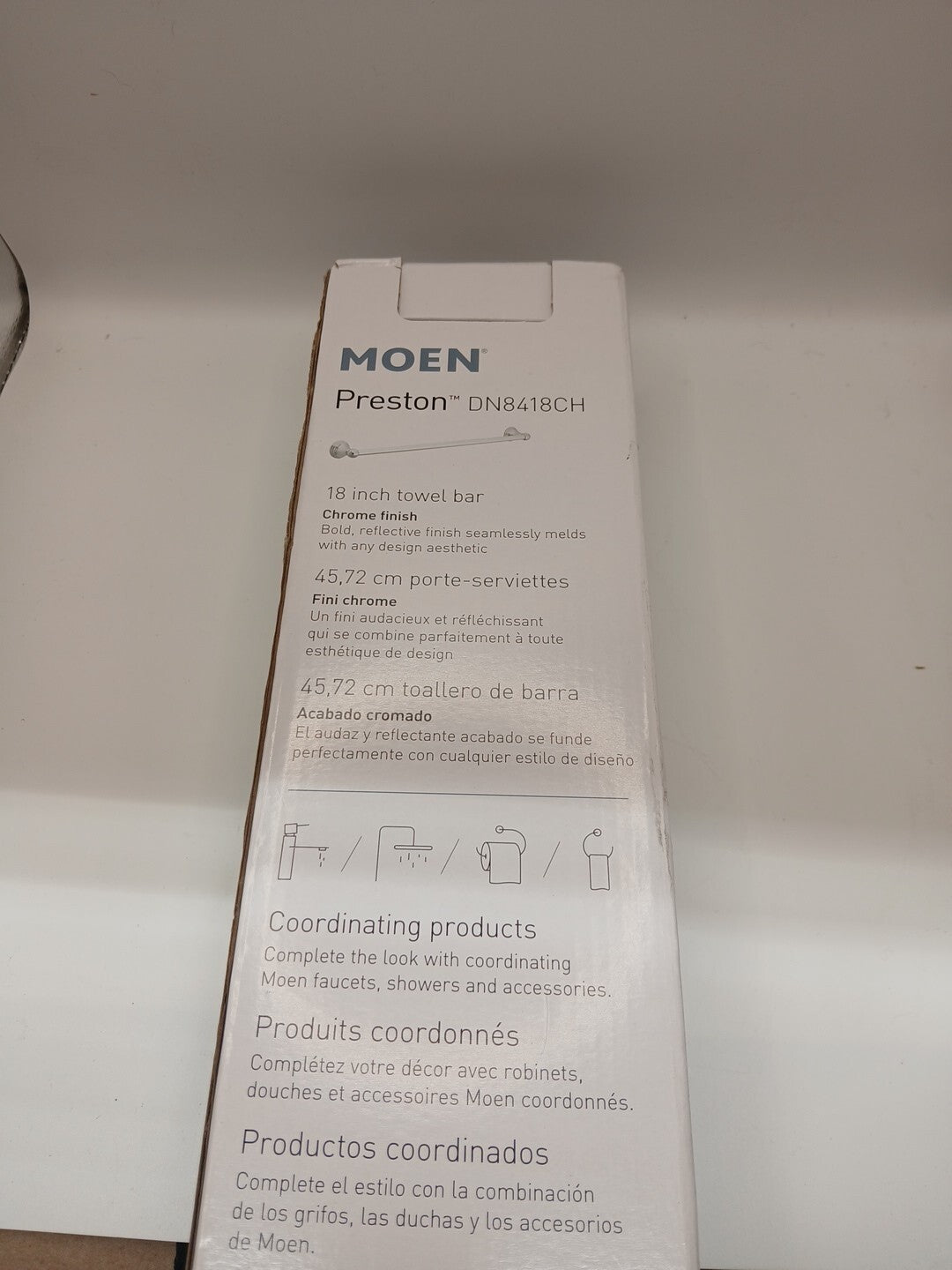 Moen Preston 18" Towel Bar Chrome DN8418CH Bathroom Wall Mounted Holder Hanger