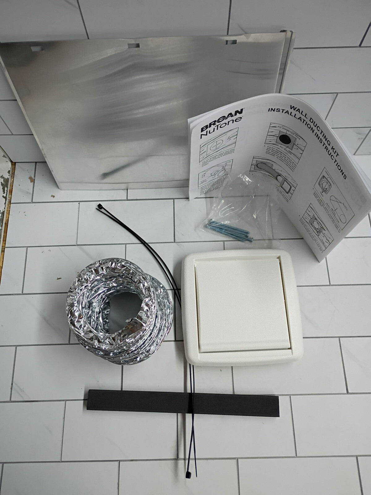 2pk Broan-NuTone WVK2A Flexible Wall Ducting Kit White Vent 3"x4" New Open Box