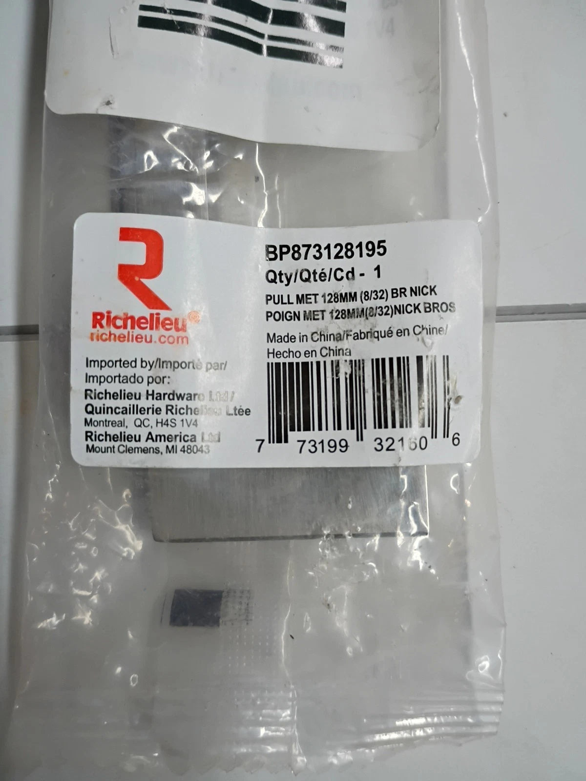 6pk Richelieu BP873128195 Cabinet Drawer Pull Handle Nickel 5" 1/2 x 1" 1/2 New