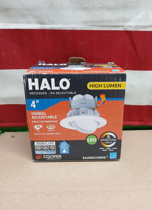 HALO 4" LED Recessed Light Gimbal Trim Selectable Color 2700-5000K 860 Lumens