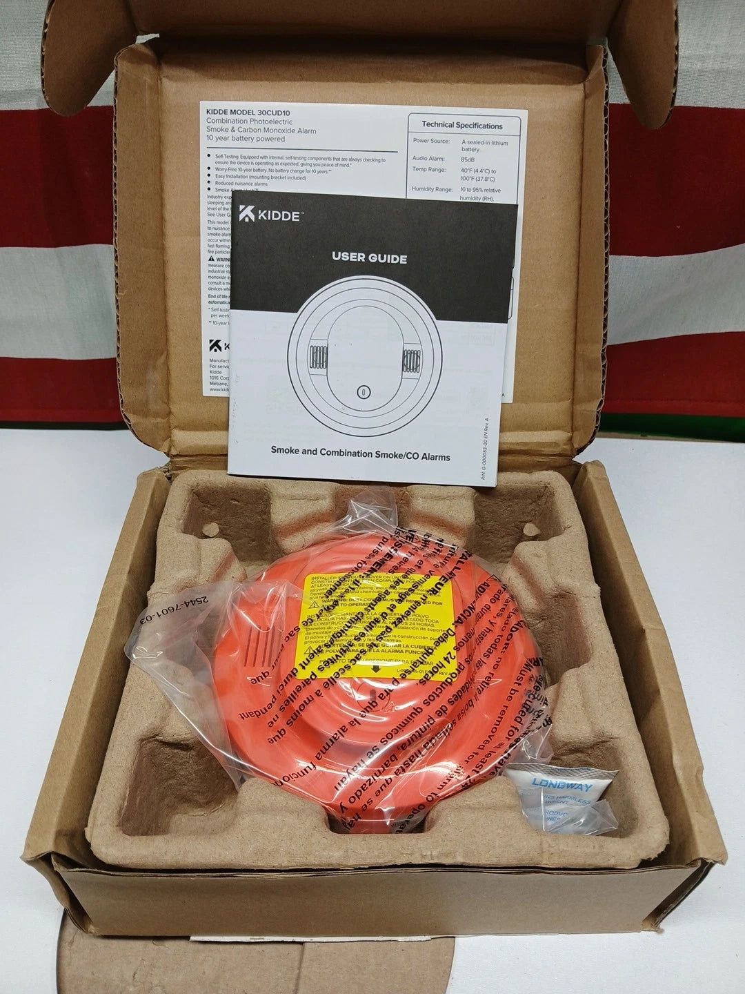 Kidde Smoke & CO Detector, 10-Year Battery, LED Warning Indicators 30CUD10 NOB.