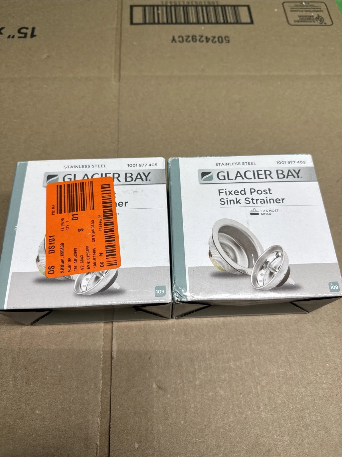 2PK GLACIER BAY 1001 977 405 Stainless Standard Post Sink Strainer /7043-103SS