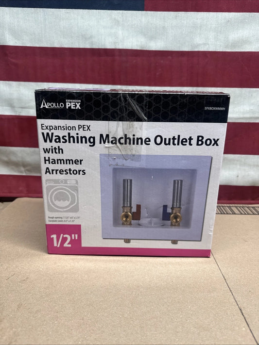 Apollo 1/2" Brass PEX-A Barb x 3/4" Male Hose Thread Washing Machine Outlet Box