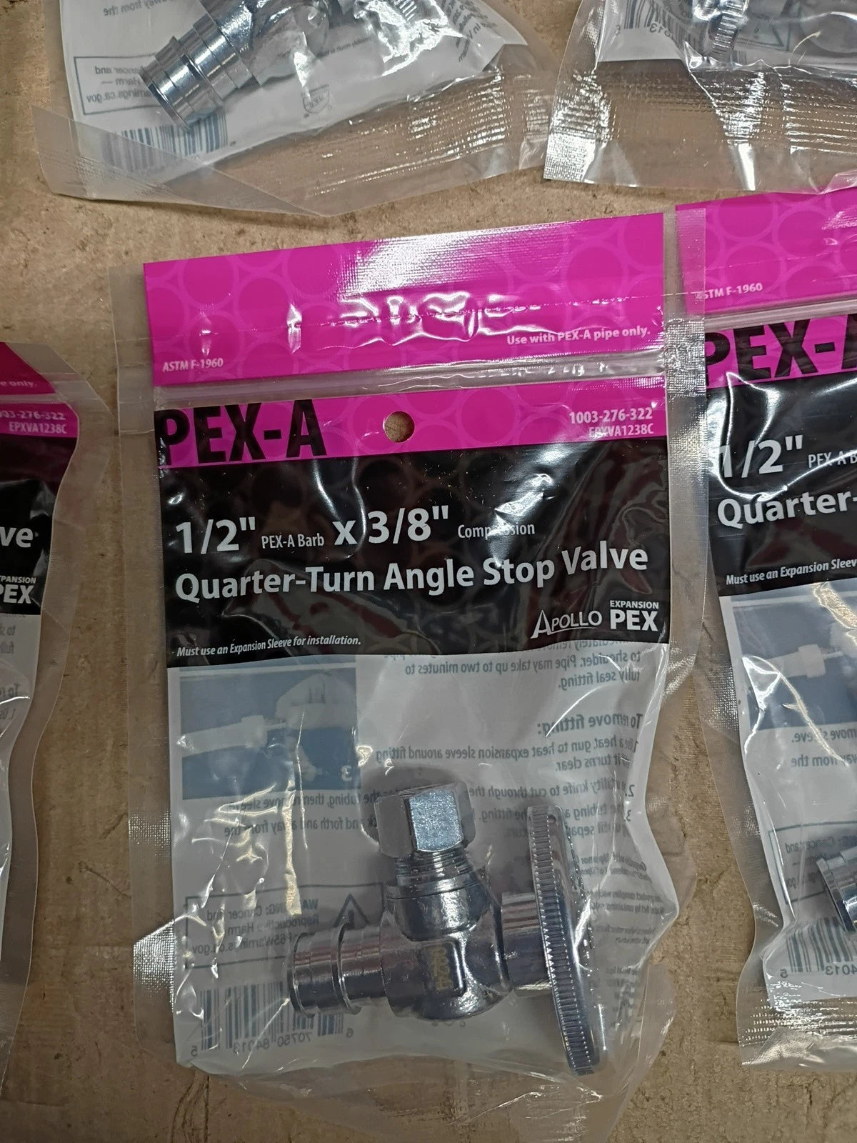 10PK Apollo PEX-A Compression Quarter-Turn Angle Stop Valve Brass 1/2" x 3/8",