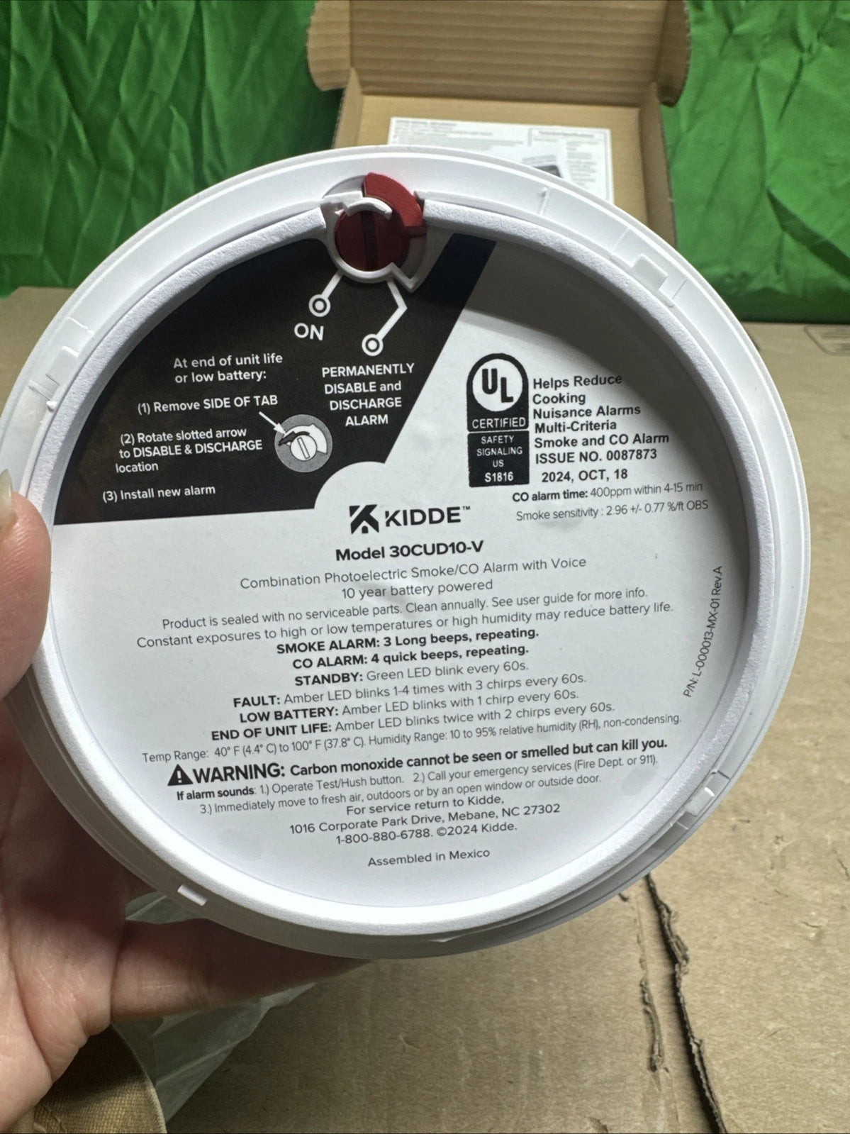 Kidde Smoke & Carbon Monoxide Detector Voice Alerts 30CUD10-V NEW OPEN BOX