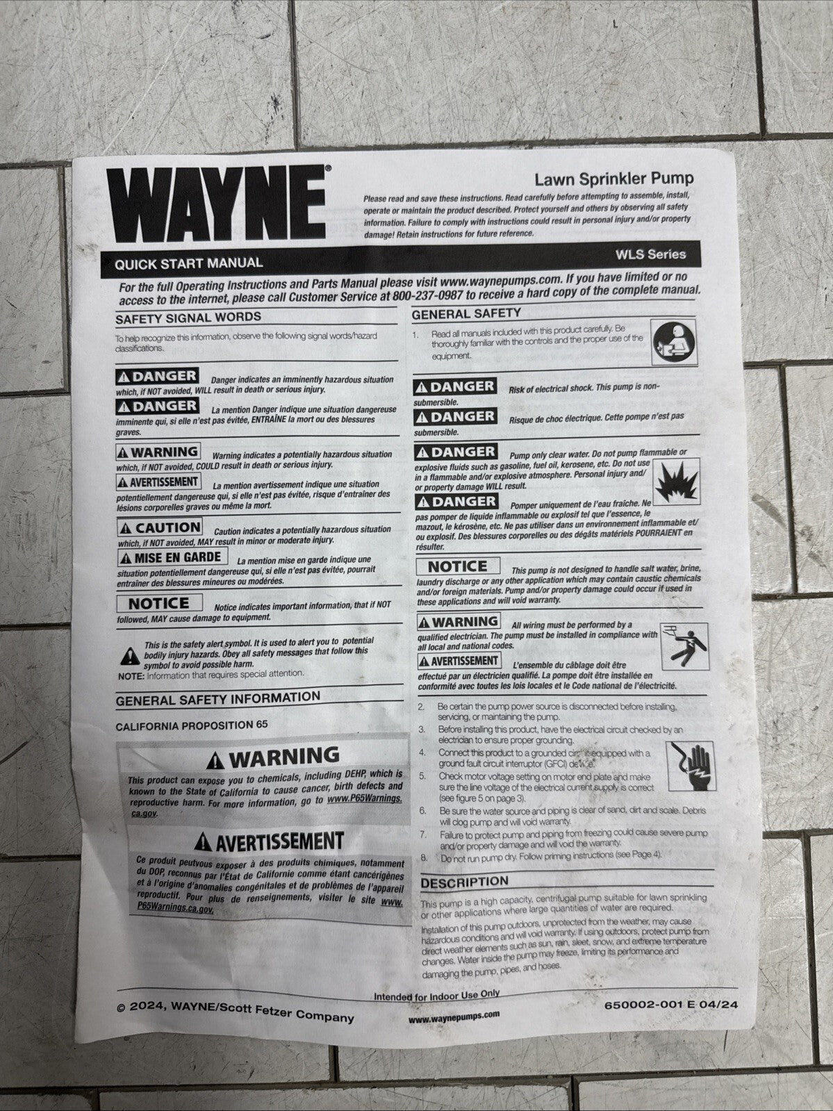 Wayne WLS200, 2 HP Permanent Lawn Irrigation Sprinkler Pump 240V Open Box