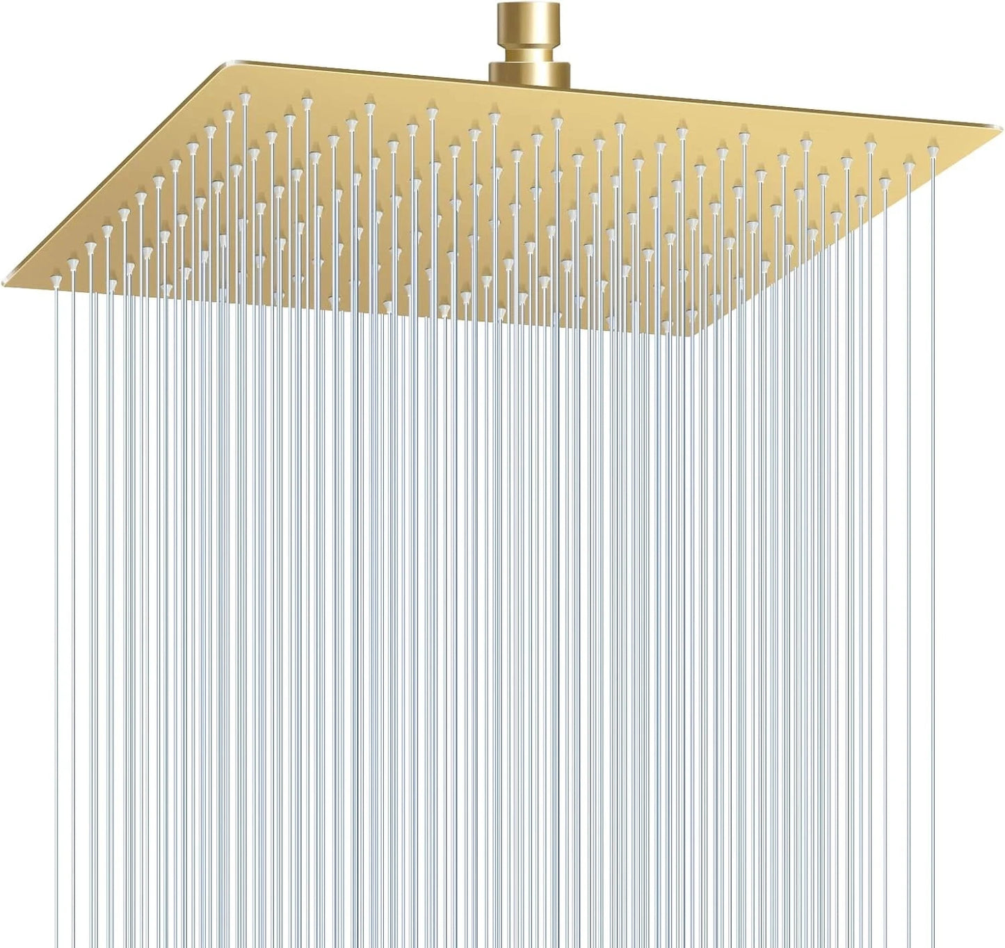 LUXURY 12" Brushed Gold Rain Shower Head - All Metal Steel Modern Design