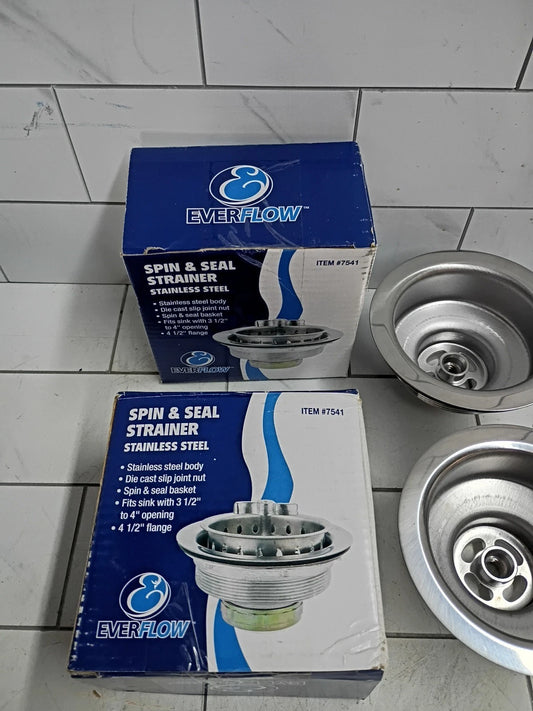 2pk Everflow Kitchen Sink Stainless Steel Drain Assembly Strainer Basket Stopper