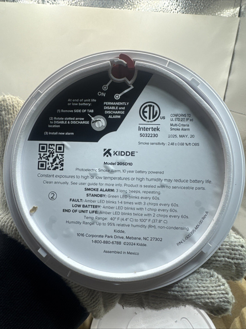 Kidde Smoke Detector 10 Year Battery Powered LED Warning Light Indicators 20SD10
