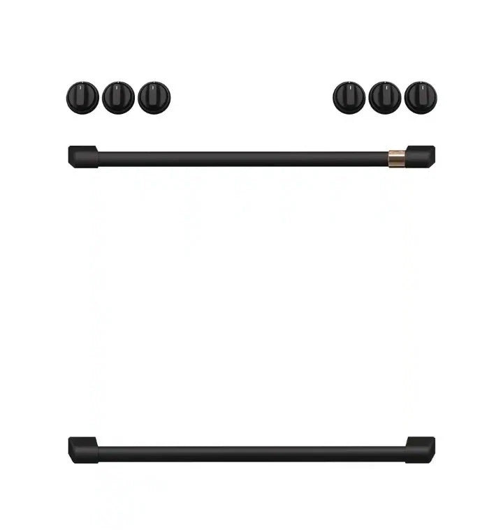 Cafe 44in. Range Handle and Knob Kit in Flat Black 6 Knobs 2 Handles