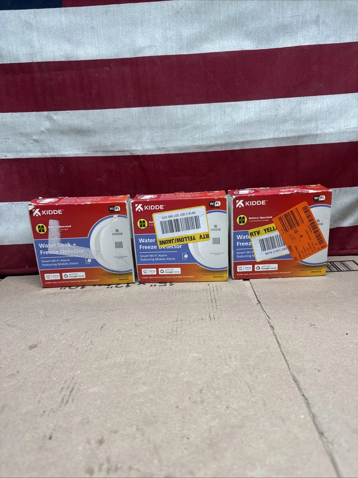 Kidde 3 Pack 60WLDR-W Battery Smart Water Leak Detector &Freeze Alarm, Wi-Fi