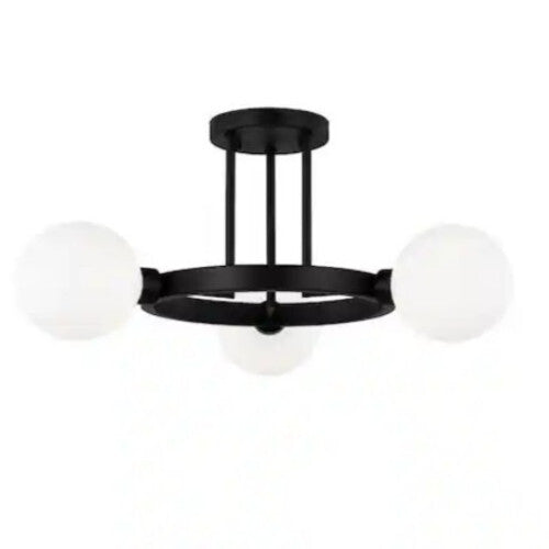 Visual Comfort Clybourn 3-Light Midnight Black Semi-Flush Mount 7761603-112 OB