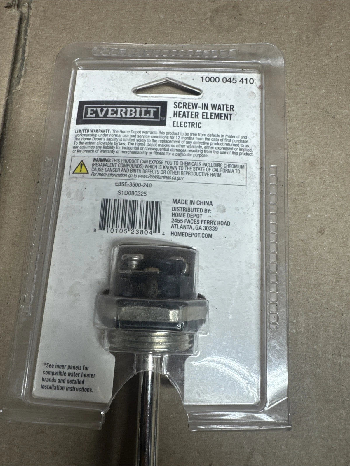 2pk Everbilt 4500W Fold-Back Screw-In Alloy Water Heater Element Stainless Steel