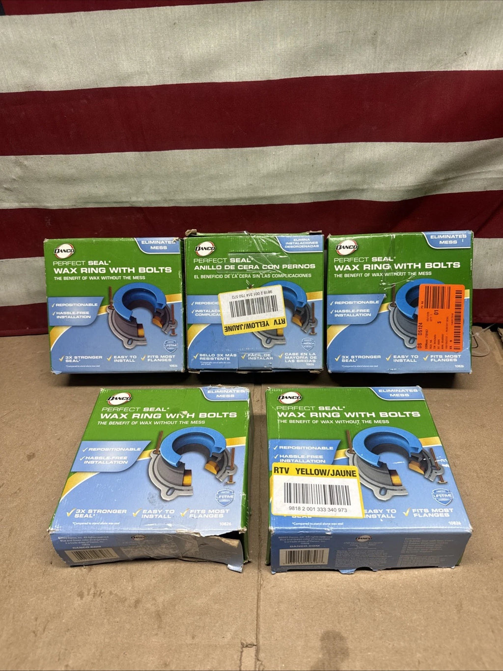 5PK Perfect Seal Toilet WaxRing, Missing Bolts ,10826