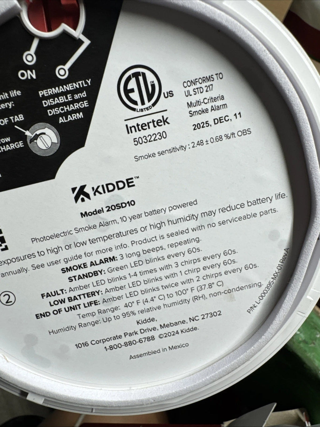 Kidde 20SD10 Hardwired Smoke Alarm 10 Year Battery Interconnectable