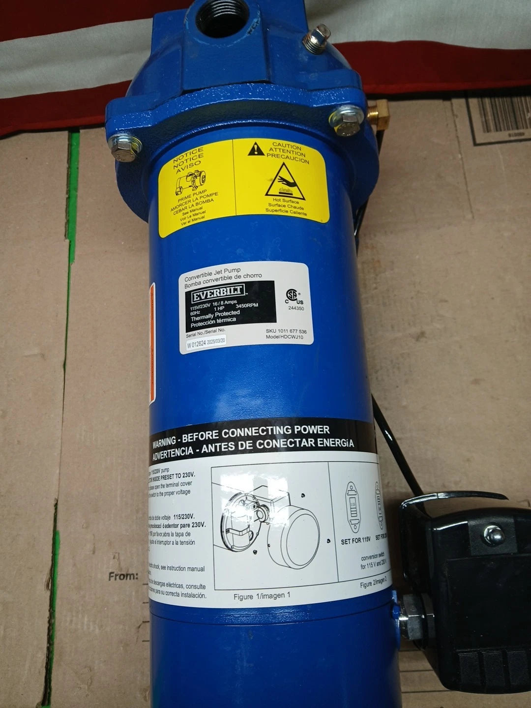 Everbilt 1 HP Professional Convertible Jet Pump *Used* Read Description**