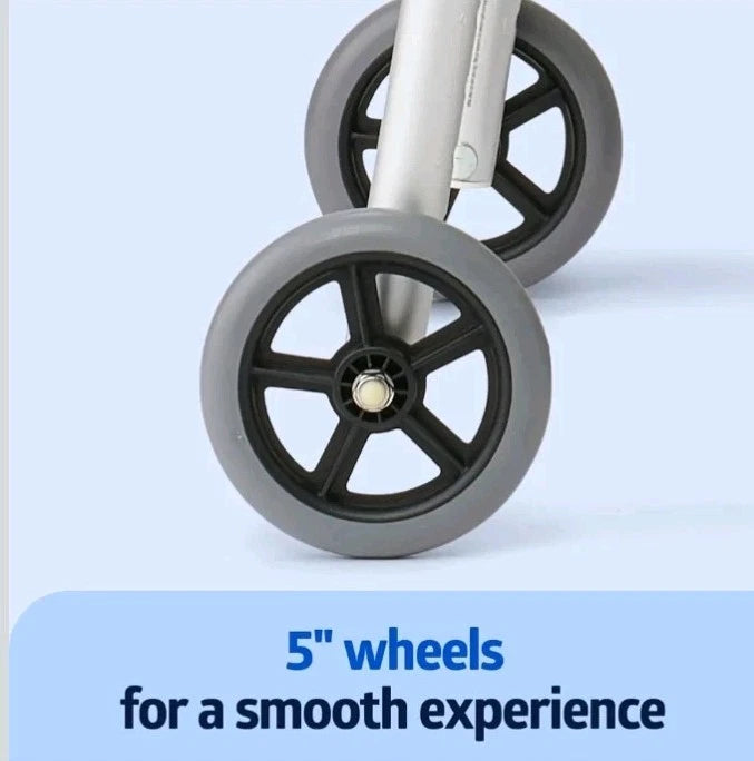 Medline Lightweight Two Button Folding Walker with 5" Wheels Open Box