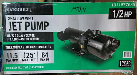 Everbilt HDSWJ5P 1/2 HP Shallow Well Jet Pump Open Box