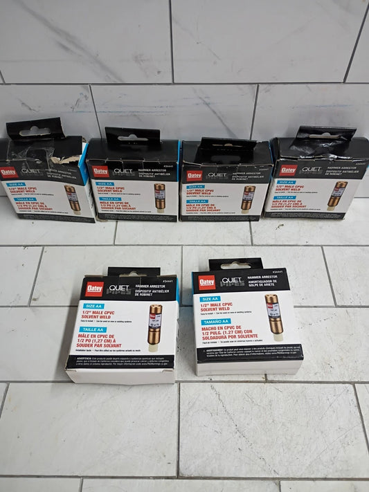 6pk Oatey Quiet Pipes Male Straight AA Hammer Arrestor CPVC 1/2" 34441 OB.