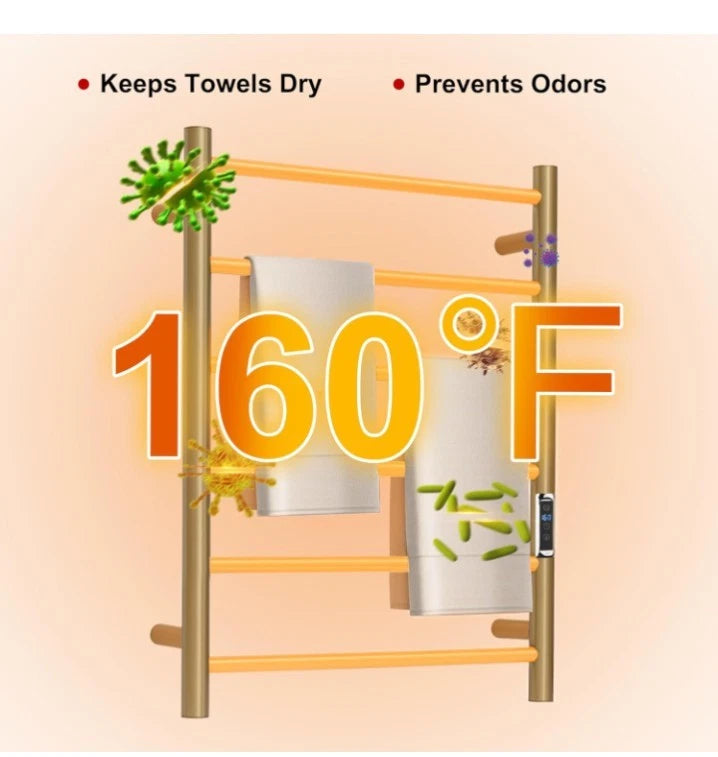 Heated Towel Racks Brushed Gold Wall Mounted Electric Towel Warmer Racks OB