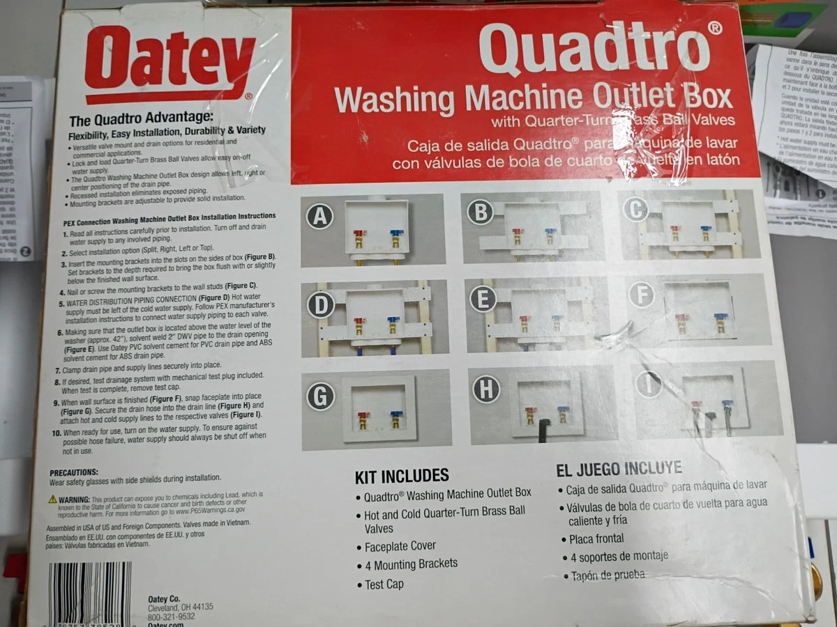 (2 Pack) Oatey Quadtro 38528 Washing Machine Outlet Box With PEX Crimp Valves OB
