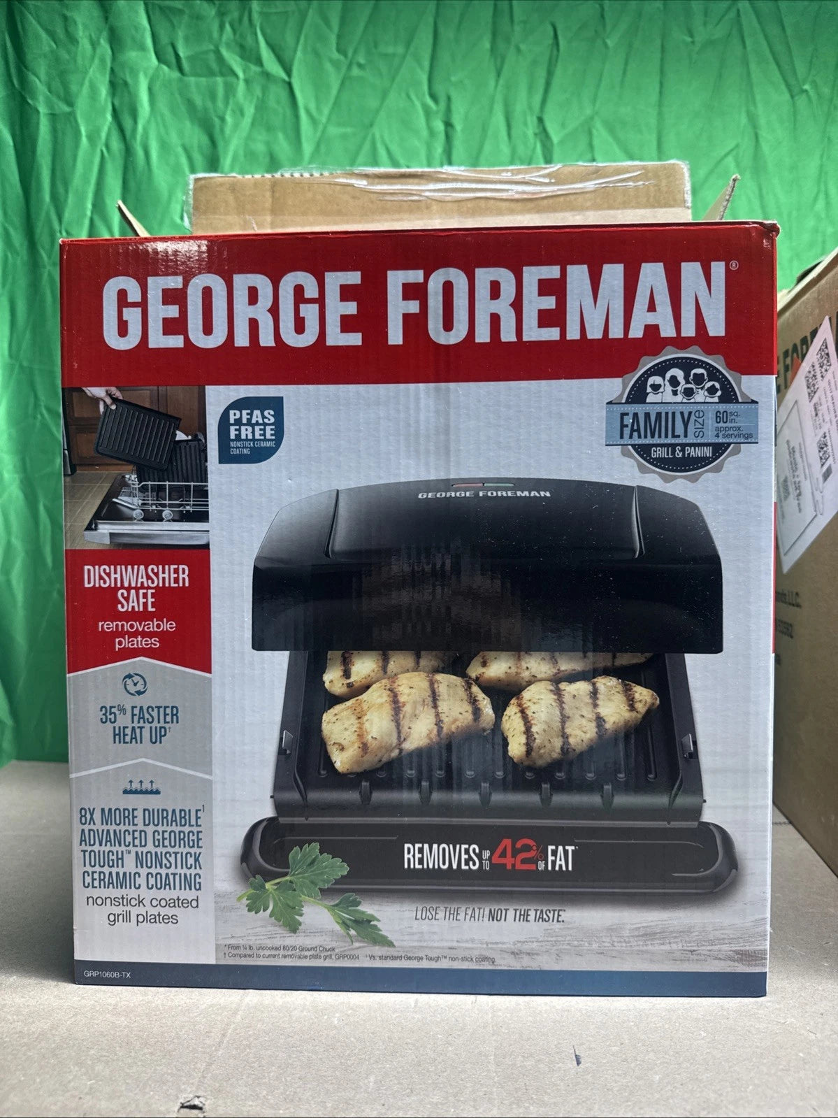 NOB George Foreman GRP1060B-TX Family Size Removable Plate Grill Black Sealed