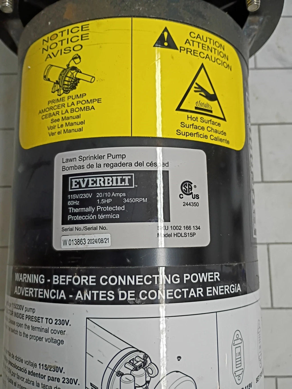 Everbilt HDLS15P Lawn Irrigation Pump Plastic 1.5HP PARTS ONLY