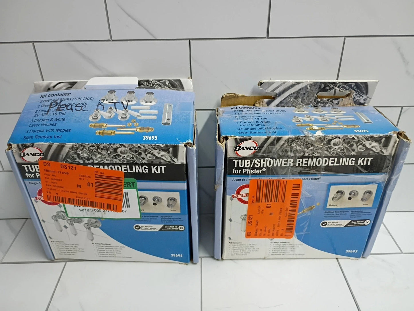 2pk Danco 39695 Tub/Shower Remodeling Kit for Pfister - Porcelain Lever Open Box