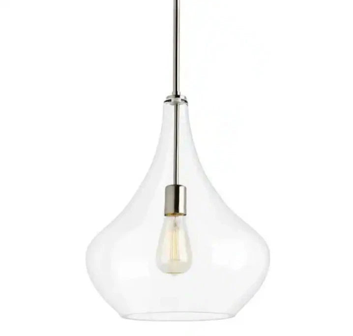 Mora 13 in. W x 17 in. H 1-Light Clear Glass Teardrop Modern Pendant Open Box