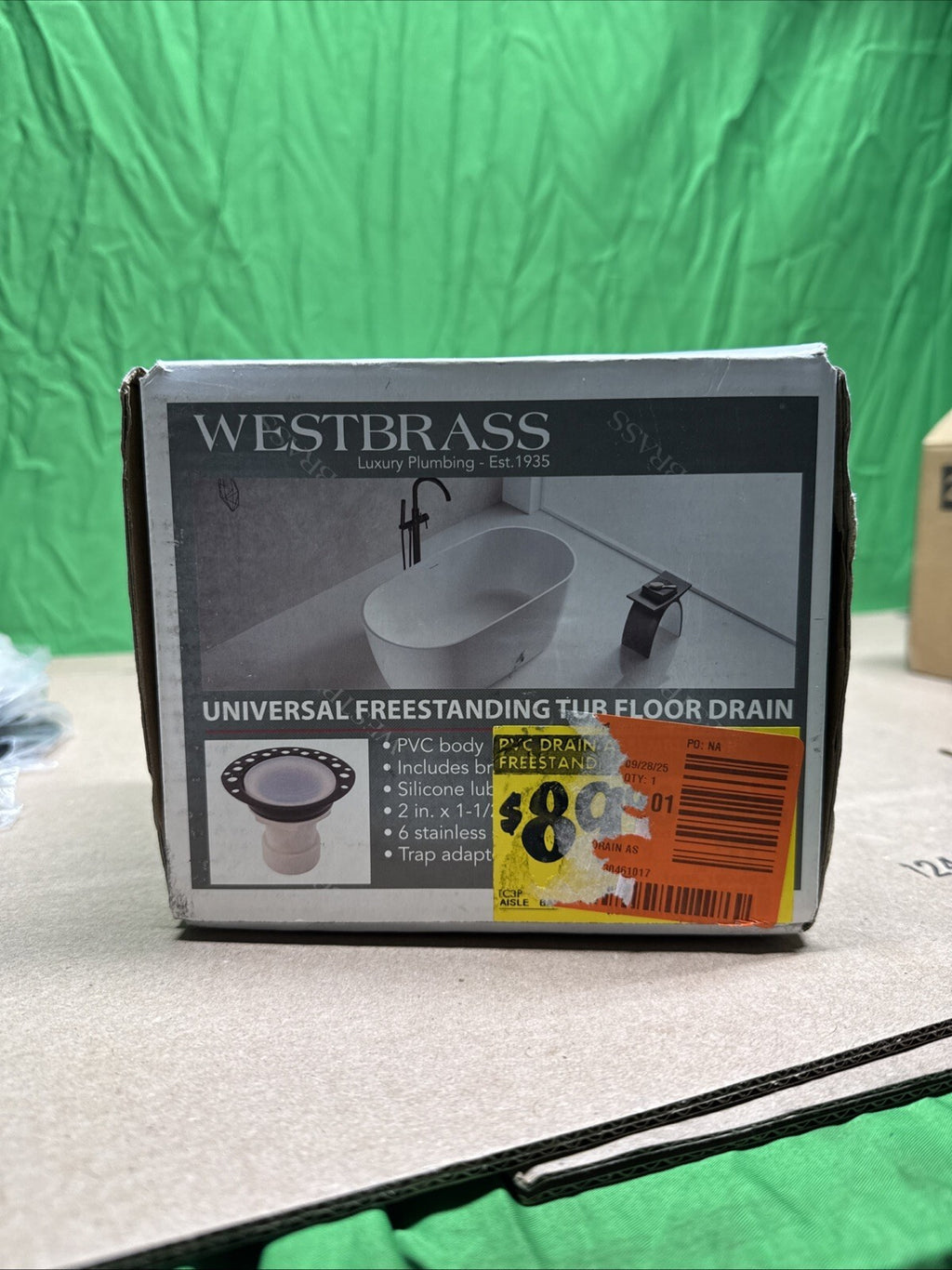 Westbrass Universal Freestanding Bathtub Floor Drain Kit TC3PWB