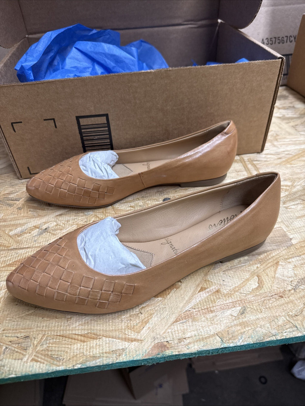 Trotters Women’s Estee Woven Ballet Flat Size 6.5 Tan