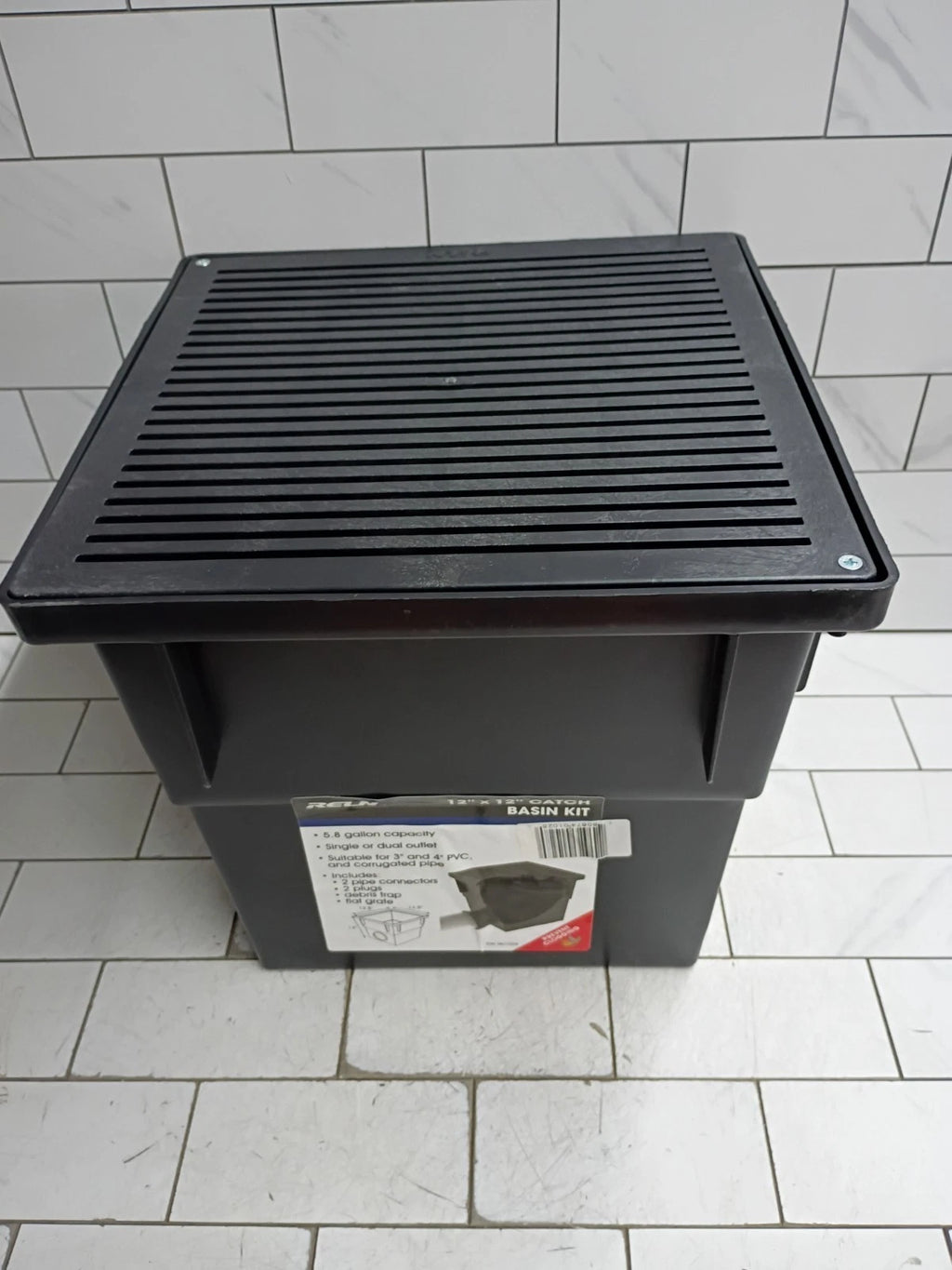 RELN 001028 12" x 12" Catch Basin Kit 5.8 Gal Capacity Fits 3" or 4" SewerDrain