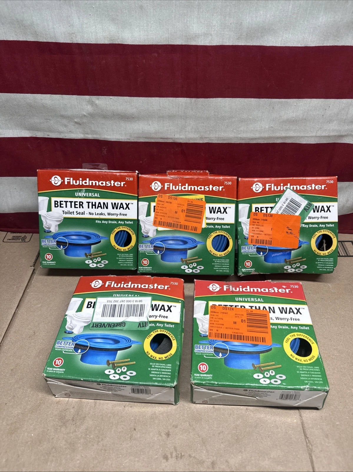 5pk Fluidmaster, Universal Better Than Wax Toilet Seal 7530,