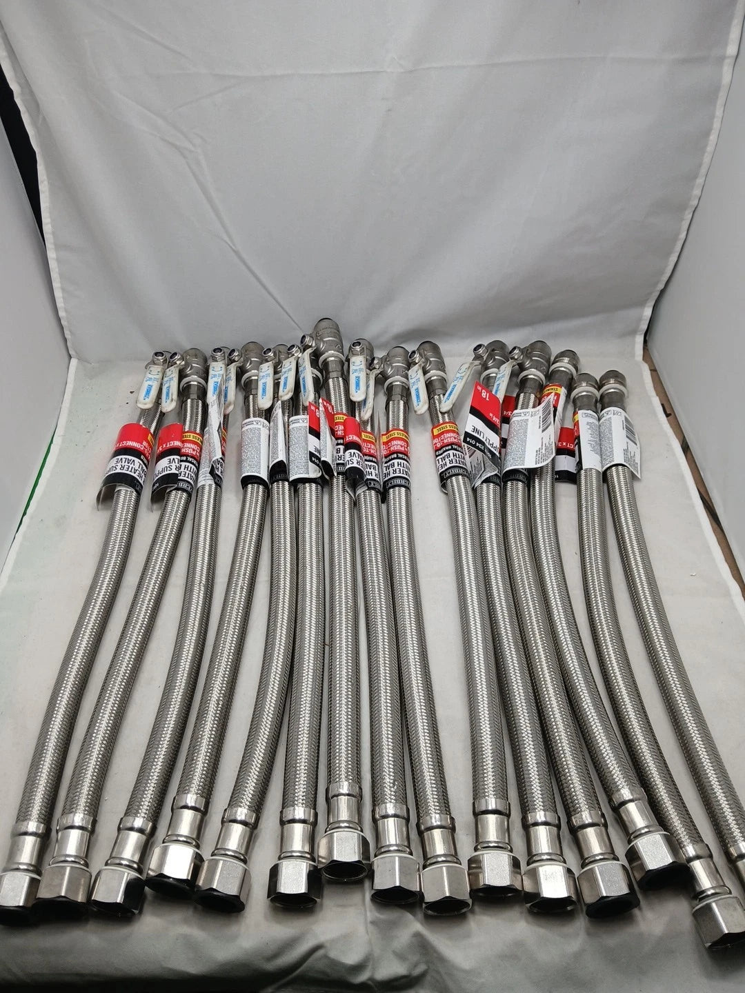 12 PACK 18 in Water Heater Connector 1/2 PTC x 3/4 FIP Braided Steel w/ Ball