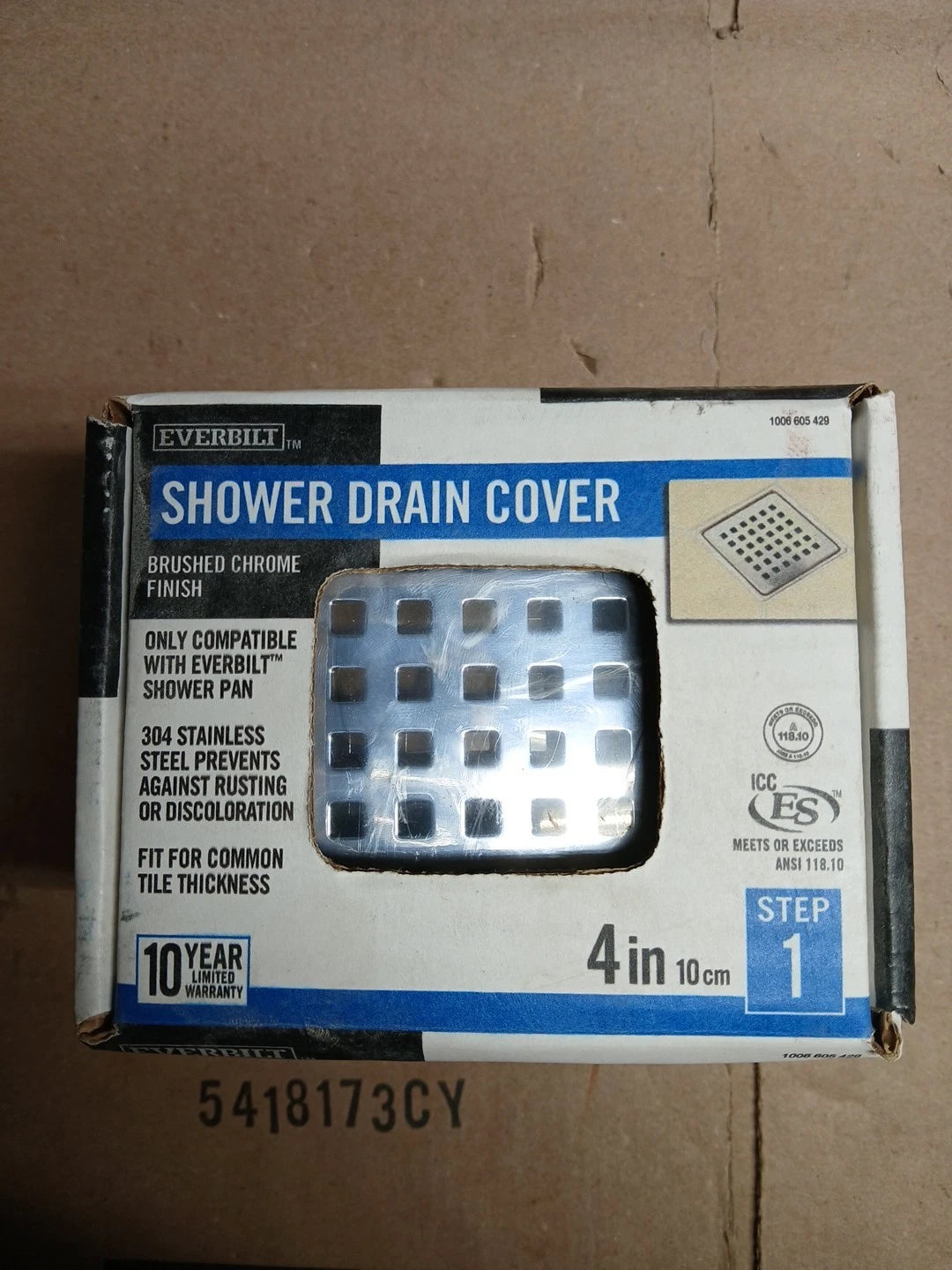 Lot of 4 Everbilt Shower System 4 in. Brushed Chrome Drain Grate