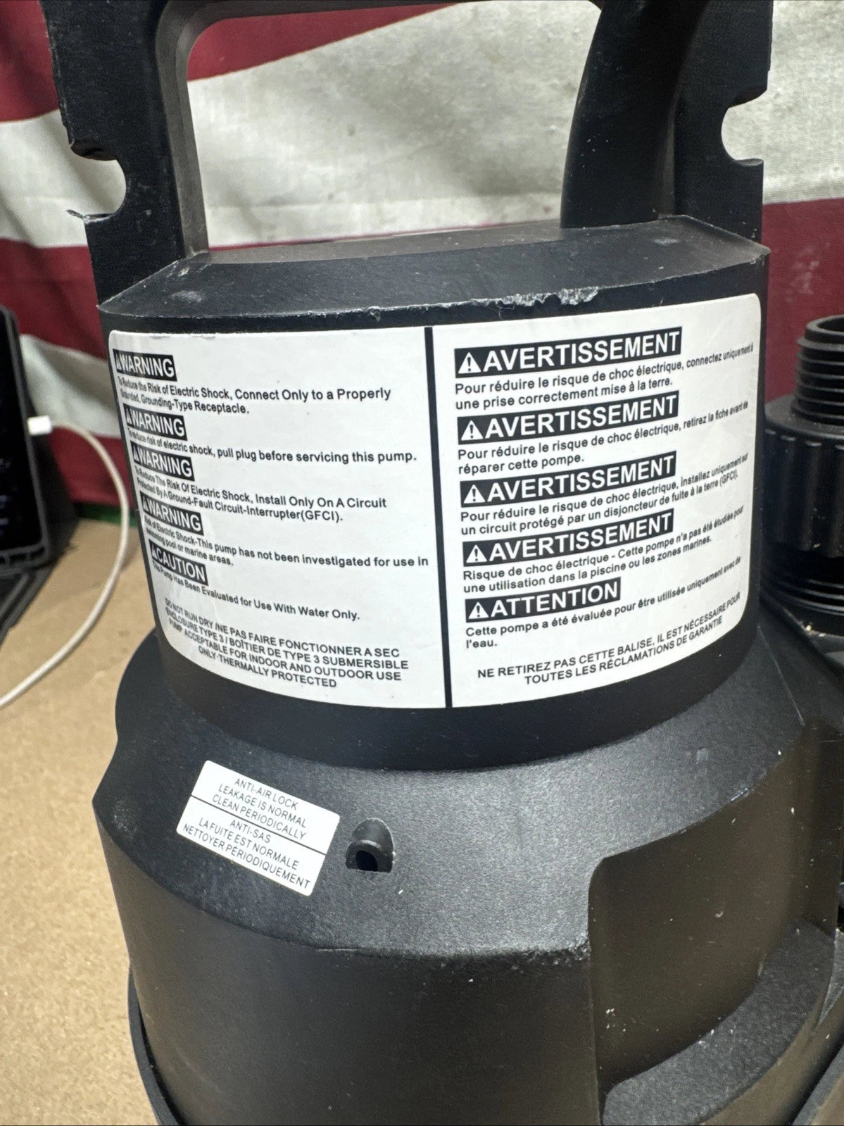 Superior Pump 91014 1/4 HP High Flow Thermoplastic Utility Pump, Black Open Box
