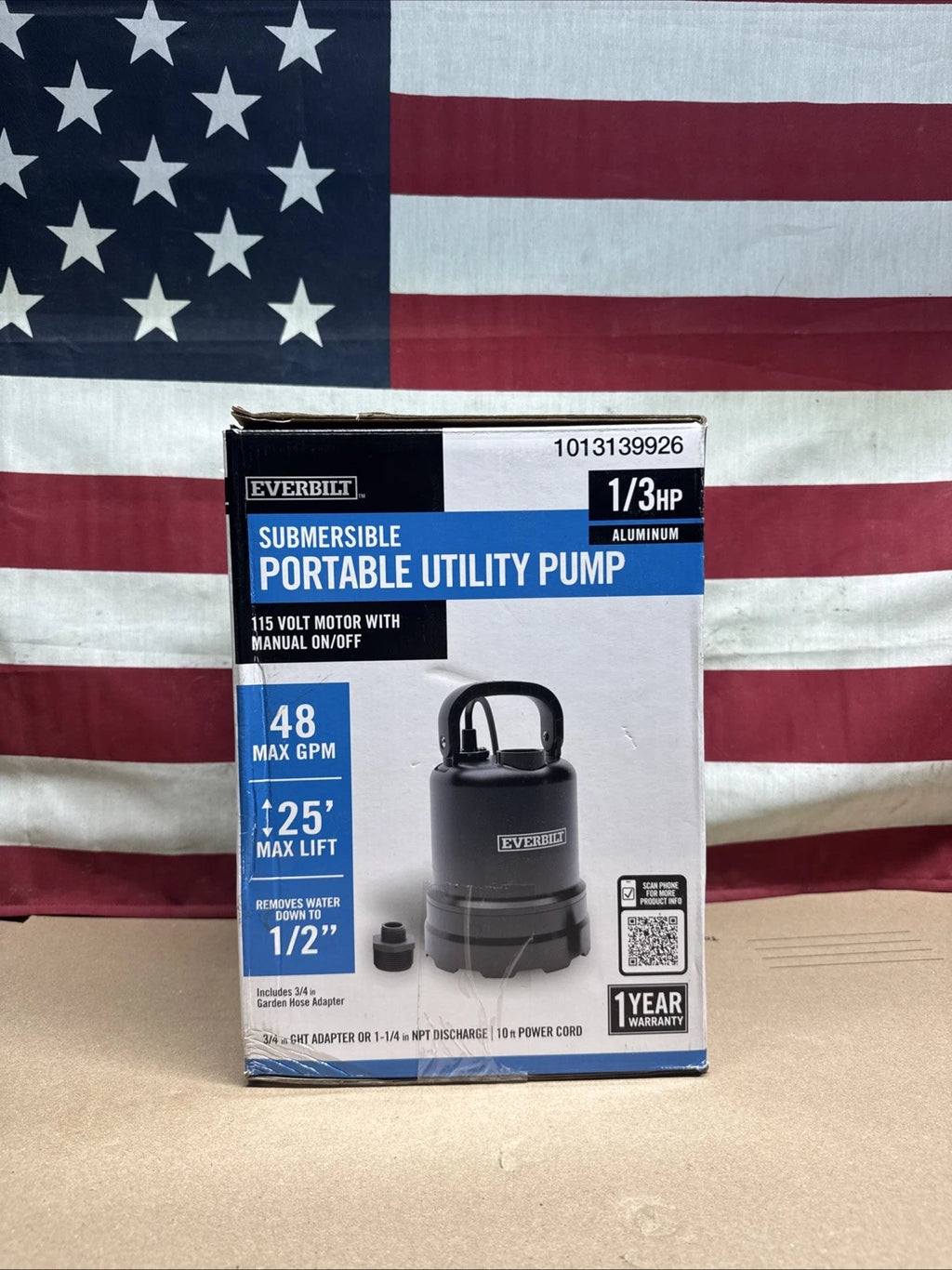 Everbilt 1/3 HP Submersible Aluminum Utility Pump Corrosion Resistant,