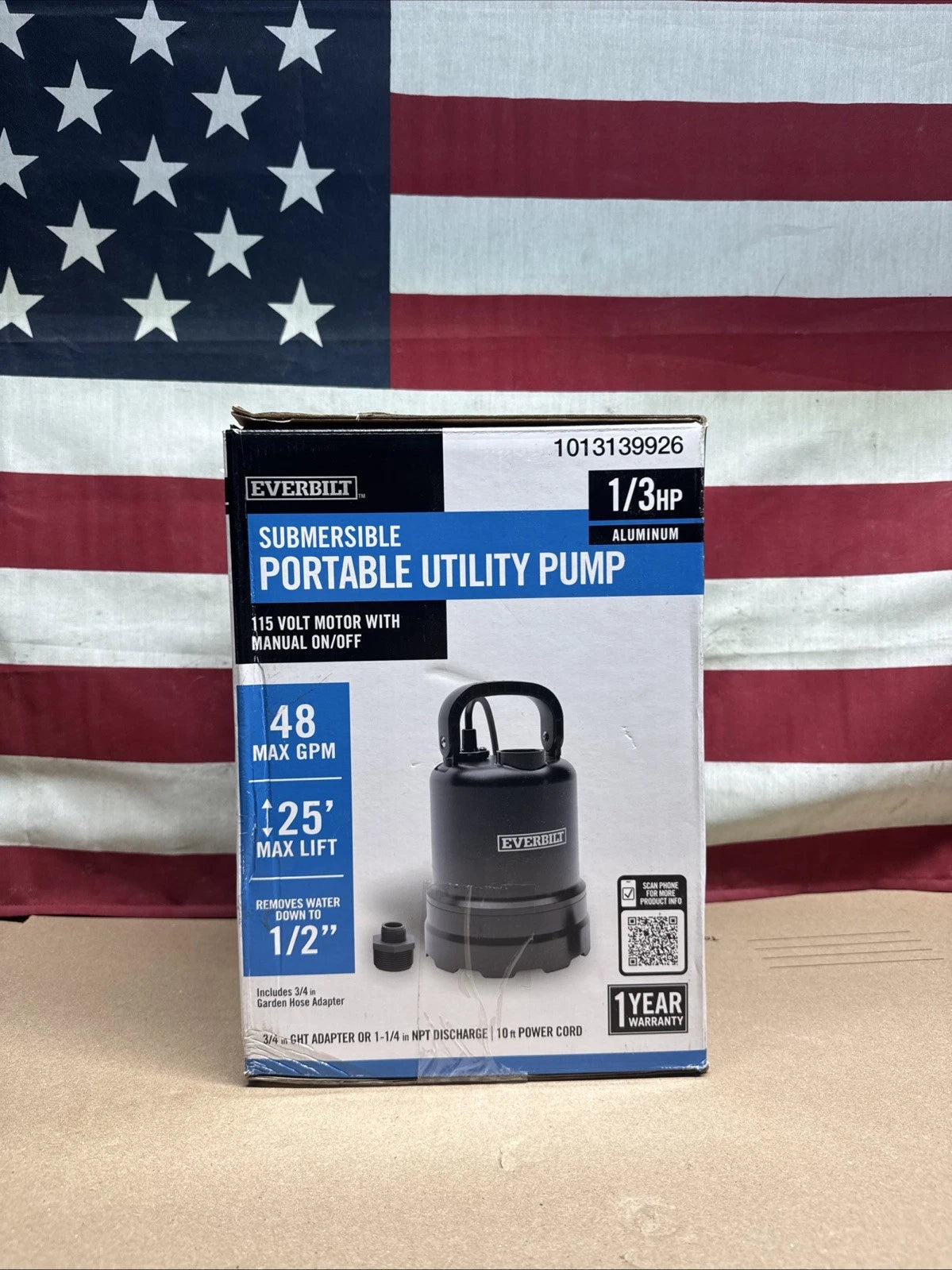 Everbilt 1/3 HP Submersible Aluminum Utility Pump Corrosion Resistant,