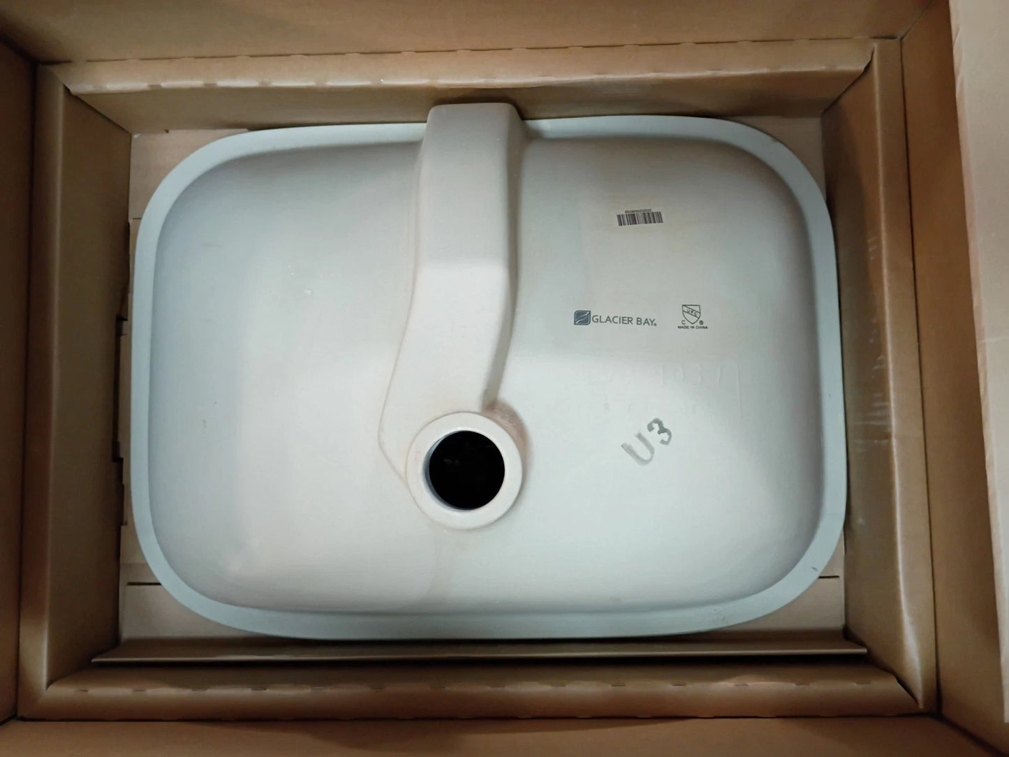 Glacier Bay Undermount Sink LVB1037 Rectangular Basin Open Box