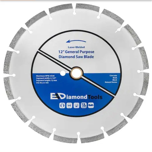 12" Diamond Saw Blade for Concrete Brick Block Masonry 14mm Seg 1" Arbor