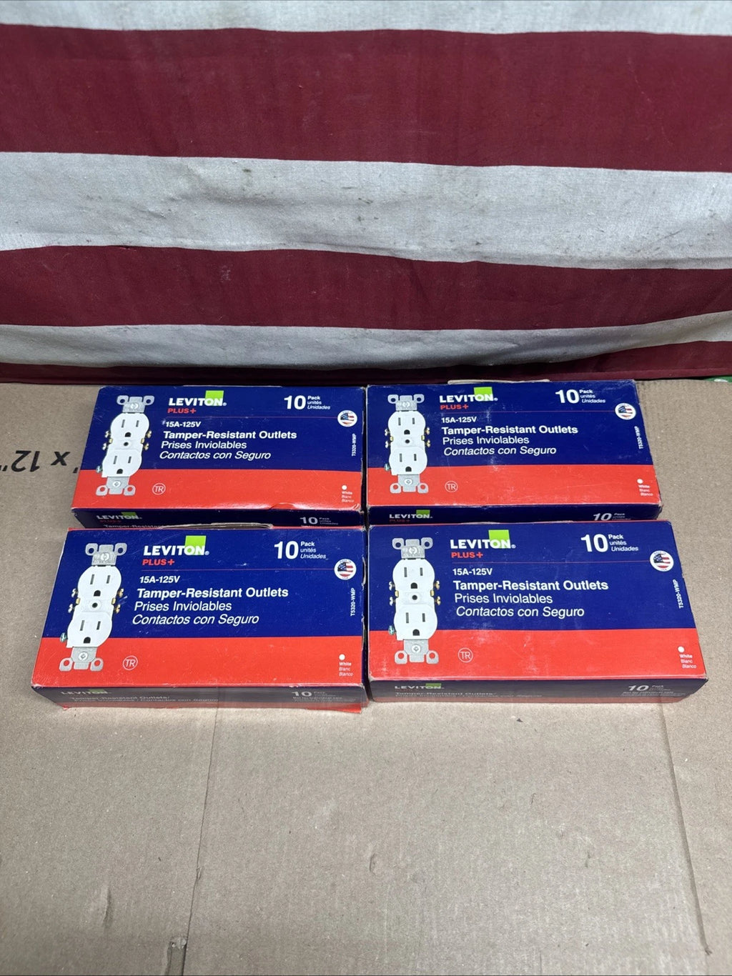 Lot of 4 Leviton Plus 10 White Tamper-Resistant Outlet T5320-WMP - New,,