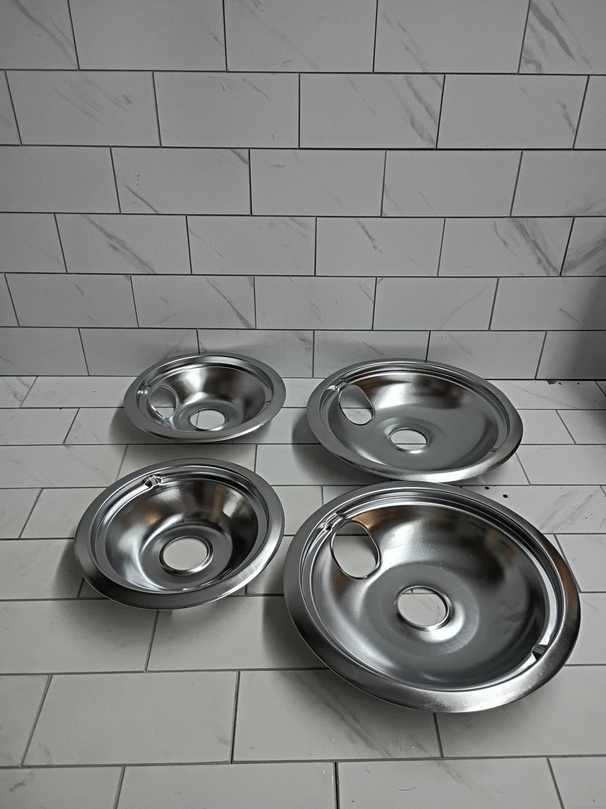 3pk Hotpoint Chrome Stove Drip Pans Electric Burner Covers Pans New Open Box