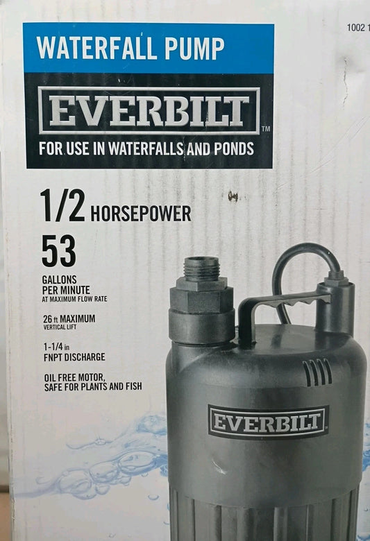 EVERBILT Waterfall & Pond Pump 1/2 HP 53 GPM 26 Ft Max Vertical Lift SUP80-HD OB
