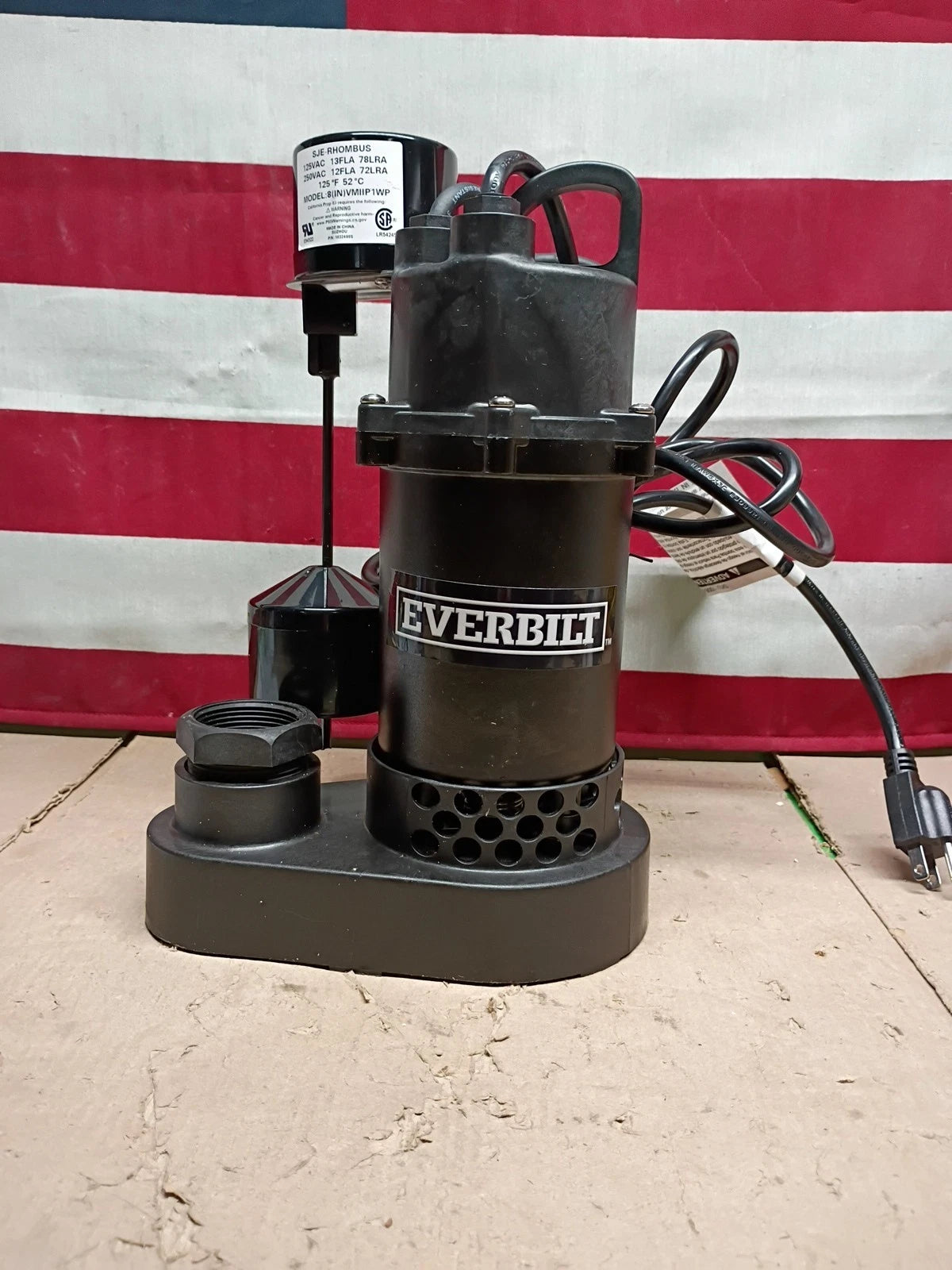 Everbilt HDSP25V 1/4 HP Aluminum Submersible Sump Pump Vertical Switch, OPEN BOX