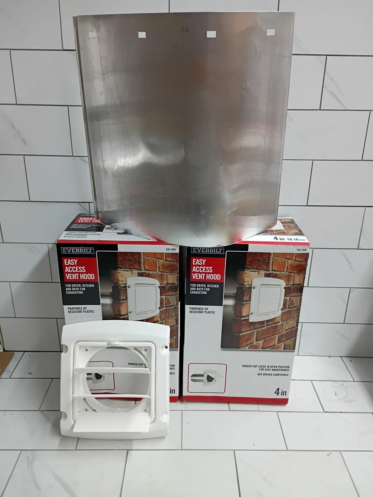 2pk Everbilt Easy Access 4" Vent Hood. BHLH4WHD White NEW Open Box 591-999
