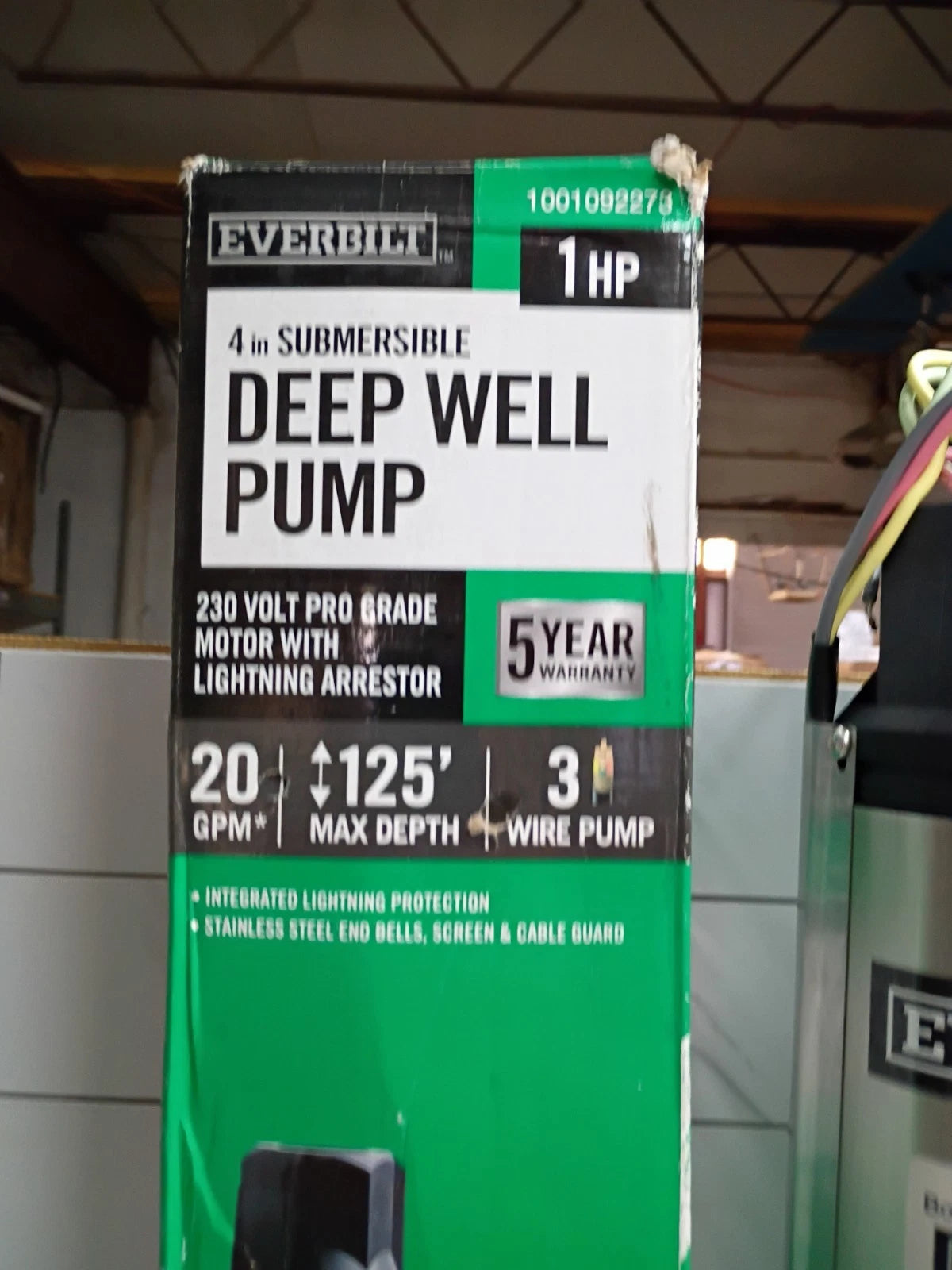 Everbilt 1HP Submersible 3-Wire 20GPM Deep Well Pump HDSUB10-203 NEW OPEN BOX